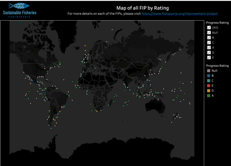 FIP ratings map showing colored dots on a map of the world that indicate where a FIP is and what its rating is